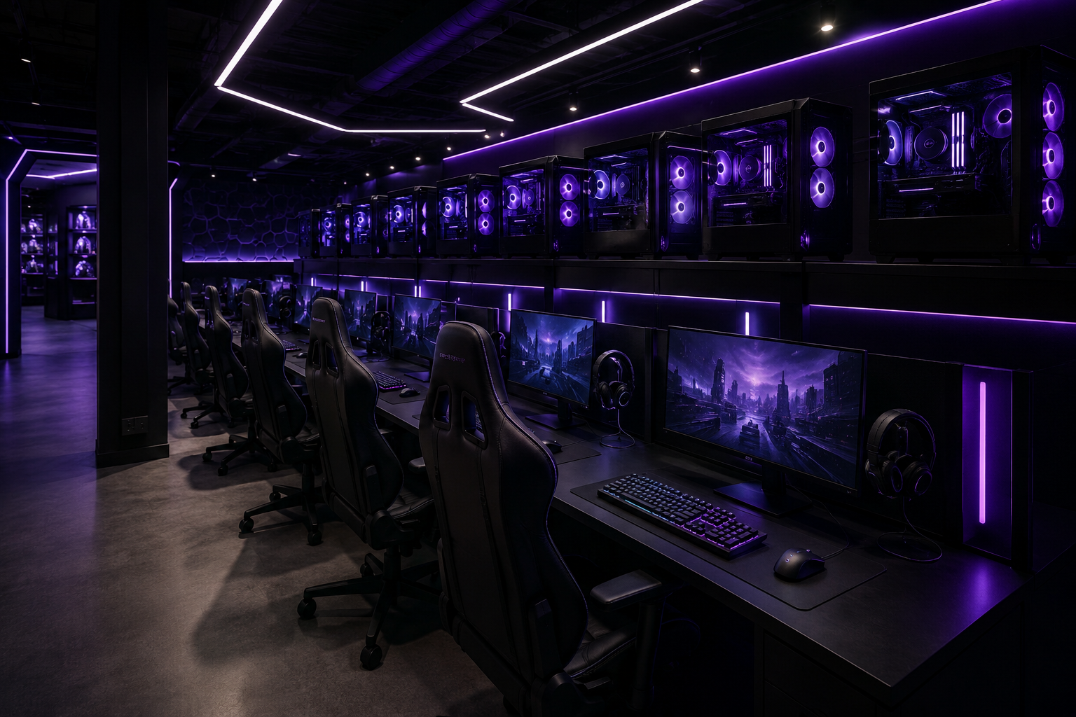 Игровая зона PC Arena с мощными компьютерами